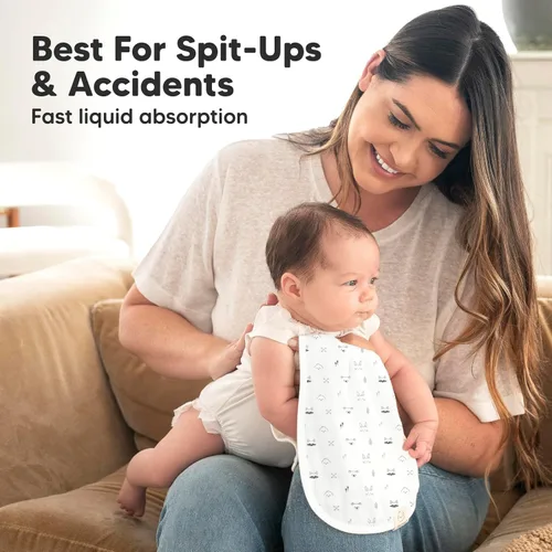 Vista 5 de 5 paquetes de paños de muselina para babero para bebé niño, niña - Paños de babero para bebé muy absorbentes, paños de muselina de algodón de bambú