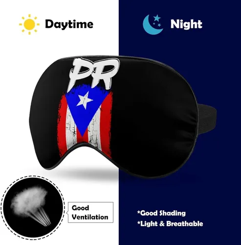 Vista 5 de Máscara para dormir con bandera de Puerto Rico PR para dormir, linda máscara de ojos para viajar con correa ajustable para dormir