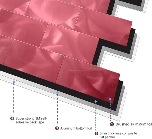 Vista 3 de YMMXGE - Azulejos autoadhesivos para salpicaduras de 10 hojas para decoración del hogar, adhesivo de aluminio 3D para pared, cocina, baño, chimenea