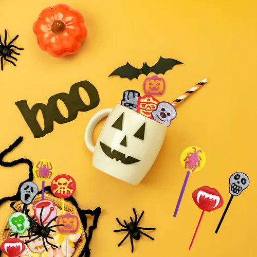 Vista 6 de Fruidles Caramelos de paletas de tatuaje de Halloween, paquete variado, rellenos de bolsas de fiesta, envueltos individualmente (2 libras)