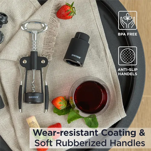 Vista 7 de Deiss Sacacorchos PRO Wing - Abridor de vino 2 en 1, sacacorchos de vino y abridor de cerveza, la forma más fácil de abrir los corchos de botellas