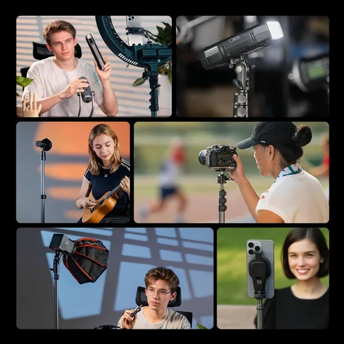 Vista 8 de SMALLRIG Soporte de luz ajustable para fotografía de 74.8 pulgadas/6.23 pies, carga máxima de 8.8 libras, soporte de trípode de iluminación compacto