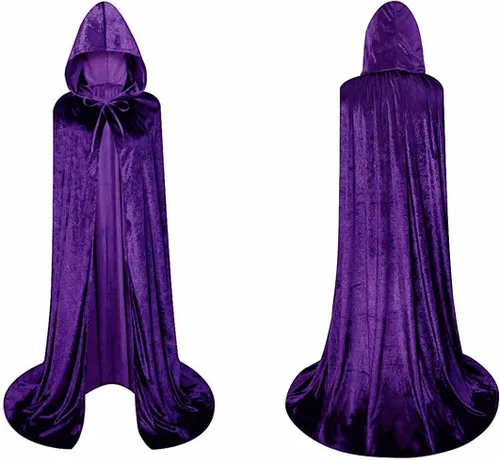 Vista 4 de Capa de terciopelo con capucha para disfraz de fiesta cosplay, larga, unisex
