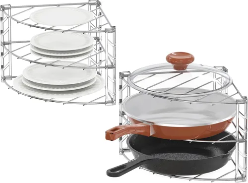 Vista 6 de DecoBros Organizador esquinero de 3 repisas - cromo