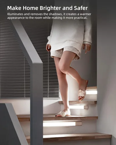 Vista 5 de EZVALO Iluminación gris espacial para debajo del gabinete, batería desmontable de 2200 mAh, 76 luces LED regulables para armario, 3 temperaturas