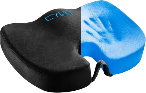 CYLEN Cojín de asiento de oficina en casa, cómodo cojín de espuma viscoelástica con gel refrescante infundido para alivio del dolor de coxis, coxis,