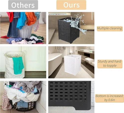 Vista 2 de Cesta de lavandería, cestas para lavandería, cestas plegables para ropa sucia, cesta de ropa sucia, canasta plegable de plástico, cesta de ropa