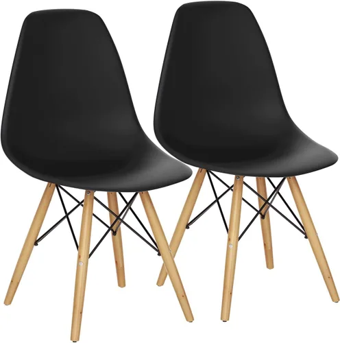 Vista 25 de GOFLAME DSW - Sillas de comedor, sillas de plástico con patas de madera, sillas sin brazos de estilo moderno para sala de estar, cocina, dormitorio