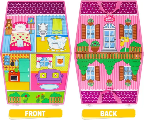 Vista 6 de OKOOKO Tablero de fieltro de casa para disfrazar 35 piezas de doble cara plegable Kit de juego de enseñanza para disfrazarse de niñas, manualidades