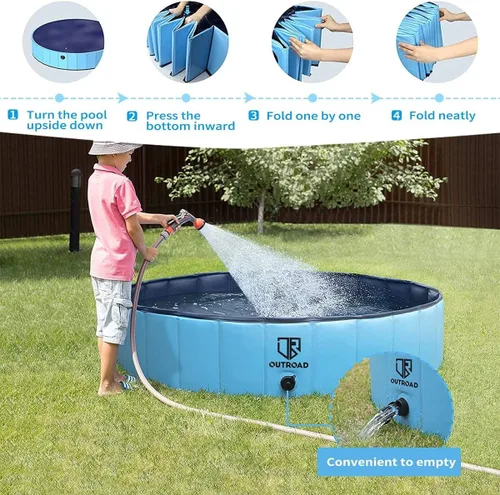 Vista 4 de Lingtoolator ldable - Piscina plegable para mascotas, piscina para mascotas, piscina infantil para perros y gatos