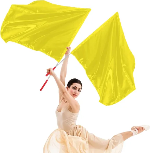 Vista 10 de Piriuuo 2 piezas de banderas de adoración para baile, bandera de baile de alabanza de 27.5"x31.5" con varilla escalable, banderas de alabanza