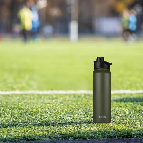 Vista 7 de HASLE OUTFITTERS Botella de agua aislada de 22 onzas, botella de agua de acero inoxidable de doble pared de boca ancha con tapa de popote y tapa