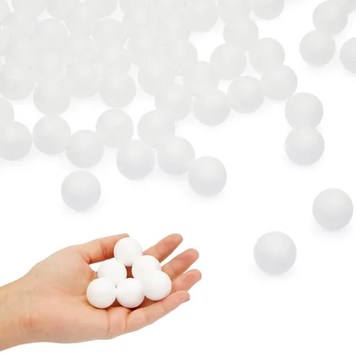 Vista 8 de LOMIMOS 100 bolas de espuma de 7 tamaños, bolas blancas surtidas para artes y manualidades, proyectos escolares, suministros de fabricación