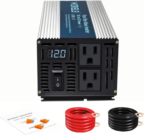 Vista 16 de WZRELB Inversor de onda sinusoidal pura de 7000W 24V, 24 voltios CC a CA 120V 240V inversor de potencia de fase dividida, 2* terminales de cable