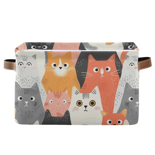Vista 15 de Emelivor ABC - Contenedor de almacenamiento plegable con asa rectangular impermeable ABC Dinosaurios cesta para almacenamiento cubo organizador