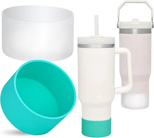 Vista 21 de QIANHAI Botas de silicona para Stanley Quencher Adventure, vaso de 40 onzas con asa y Stanley IceFlow de 30 onzas y 20 onzas, funda inferior