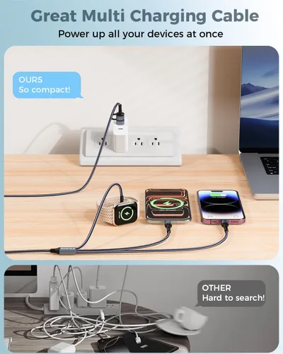 Vista 6 de Esenciales de viaje para cargador de Apple Watch, cable de carga múltiple para iPhone 17, cable USB C para iWatch, Car Cruise RV Camping Essentials