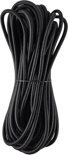 Cuerda elástica de 1/4 de pulgada de diámetro, 50 pies de longitud, cuerda elástica para kayak, color negro, goma real y resistente a los rayos UV