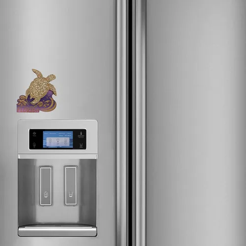 Vista 5 de Imán pintado de madera de tortuga marina de Florida cortado con láser, recuerdos rústicos quemados o accesorios coleccionables para refrigeradores