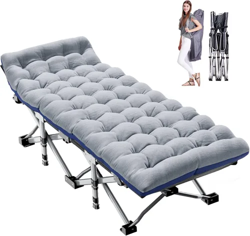 Vista 12 de ABORON Catre de campamento para adultos de 28" extra ancho, resistente 1200D Oxford para dormir, cama de campamento plegable portátil con colchoneta