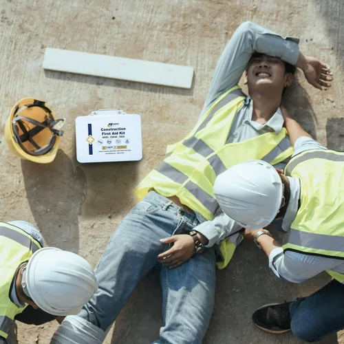 Vista 6 de MFASCO Kit de primeros auxilios de construcción Caja de metal OSHA Clase A 2021, cumple con ANSI 25 personas, asaltado en los Estados Unidos