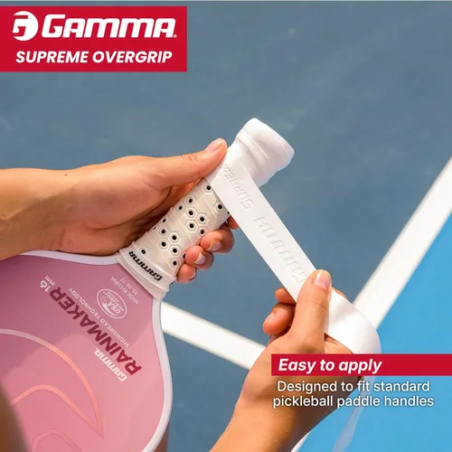 Vista 3 de Gamma Pickleball Supreme Overgrip, Easy to Apply Grip Tape for Pickleball Paddles, Badminton, Squash, Padel Racquets, Replacement Tacky Over Wrap