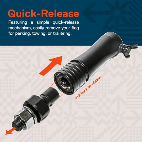 Vista 3 de True Mods - Kit de soporte de poste de bandera de liberación rápida [postes de 1/4 pulgadas y 5/16 pulgadas] [LED listo para montaje en látigo] Base