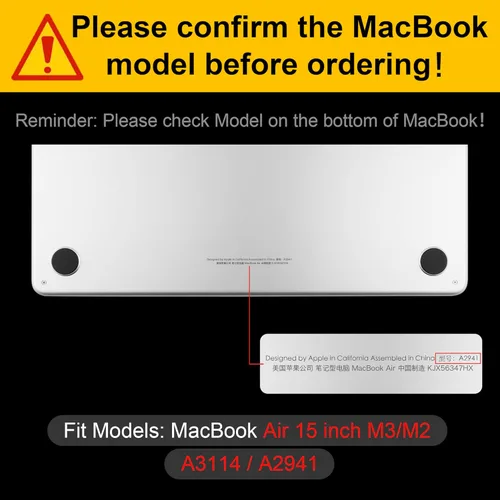 Vista 2 de Funda rígida para laptop M4 MacBook Air de 15 pulgadas 2025 2024 2023 lanzada A3241 A3114 M3 A2941 M2, carcasa rígida para laptop con cubierta