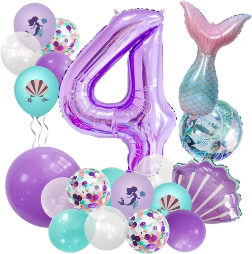 Vista 11 de Globo morado número 1 de 40 pulgadas, globo gigante grande del número 1, globos de sirena de primer cumpleaños, suministros de decoración