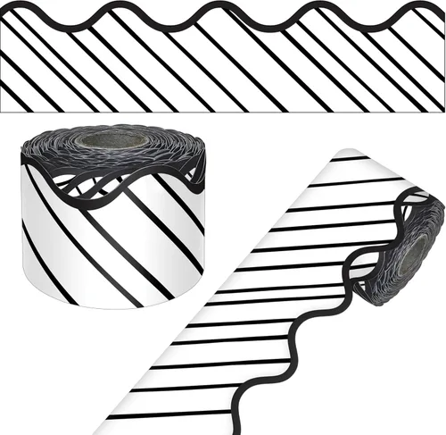 Vista 40 de Carson Dellosa Farmhouse 65 pies de bordes para tablón de anuncios de grano de madera blanca, 1 rollo de ribete rústico para pizarra enrollable