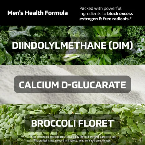 Vista 4 de Suplemento DIM para hombres de 300 mg Bloqueador de estrógeno e inhibidor de la aromatasa Refuerzo de equilibrio hormonal extra fuerte