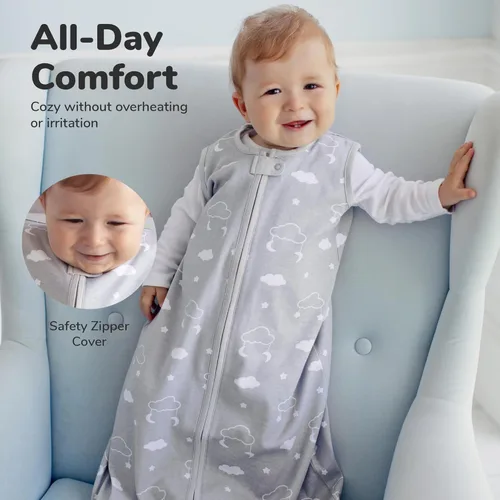 Vista 89 de Mama Cheetah Saco de dormir para bebé de 0.5 TOG, Manta portátil de algodón orgánico para bebé con cremallera bidireccional, Saco de dormir