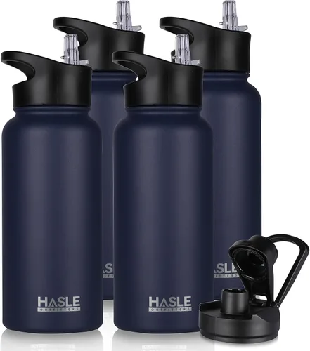 Vista 14 de HASLE OUTFITTERS Botella de agua aislada de 22 onzas, botella de agua de acero inoxidable de doble pared de boca ancha con tapa de popote y tapa