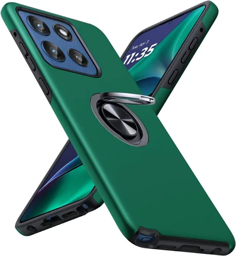 Vista 13 de JAME Funda para Moto G Stylus 2025, doble capa de protección de grado militar a prueba de golpes con soporte de anillo portátil atril, funda