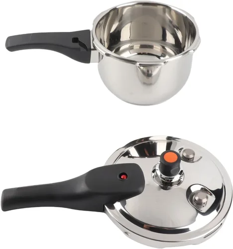 Vista 2 de Mini olla a presión de acero inoxidable eficiente: cocción rápida, retiene nutrientes y válvulas de seguridad