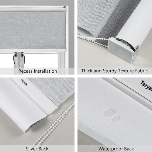 Vista 5 de Persiana enrollable 100 % opaca, con tela de protección UV con aislamiento térmico, persianas opacas para dormitoriooficinahogar, fácil de instalar