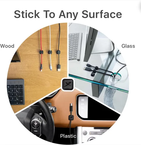 Vista 4 de X-Protector 3 soportes magnéticos para cables - Clips de cable premium - Soporte de cable autoadhesivo para automóvil - Organizador de cables
