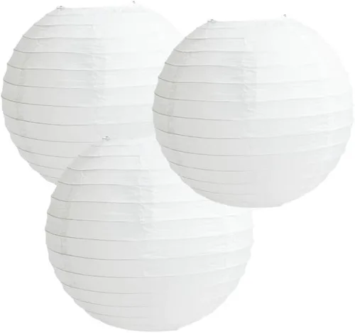Vista 34 de Paquete de 3 linternas redondas de papel para decoración de boda y fiesta de cumpleaños (azul bebé, 4 pulgadas/3.9 in)
