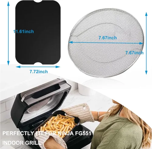 Vista 10 de Protector de salpicaduras de repuesto para freidora de aire Ninja Foodi FG551, accesorios de pantalla de salpicaduras de acero inoxidable