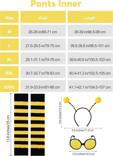 Vista 2 de AOTHSO Paquete de 7 disfraces de abeja de Halloween para mujer, diseño de alas de abejorro, diadema, calcetines para dama de abeja, accesorios