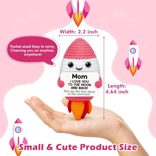 Vista 2 de Divertidos regalos de cohete de ganchillo para mamá, Navidad, cumpleaños, la mejor mamá de parte de hija e hijo, rellenos únicos de calcetines
