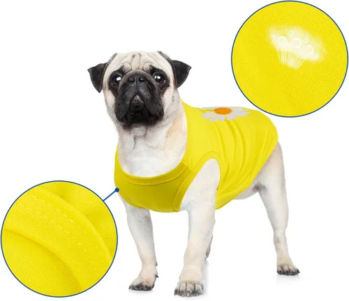 Vista 4 de Paquete de 2 camisas para perros medianos para perros, niños y niñas, ropa de verano, camisa de algodón, suave, transpirable, ropa para mascotas