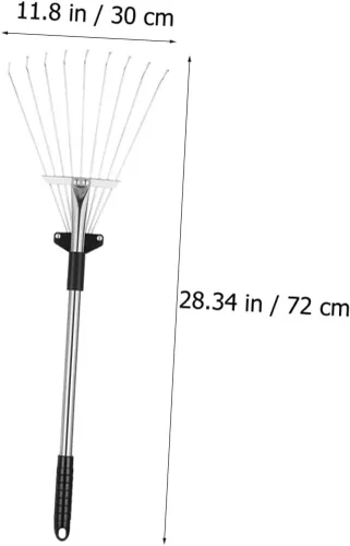 Vista 3 de GANAZONO Rastrillo de mano Rastrillo de mano Rastrillo eléctrico Rastrillo de césped Rastrillo de hierba agarre de mano ajustable Herramientas