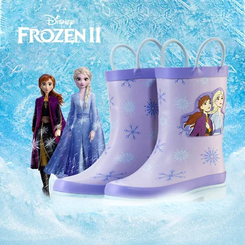 Vista 5 de Disney Botas de lluvia de goma impermeables con estampado de personajes de Frozen Anna y Elsa (niños pequeños)