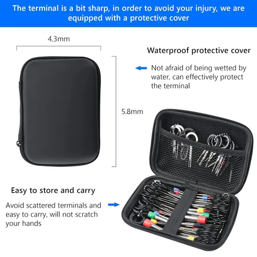 Vista 4 de Kit de reparación de 82 piezas, extractores de pasadores de terminal de conector de cable, herramienta de extracción de aguja trasera de crimpado