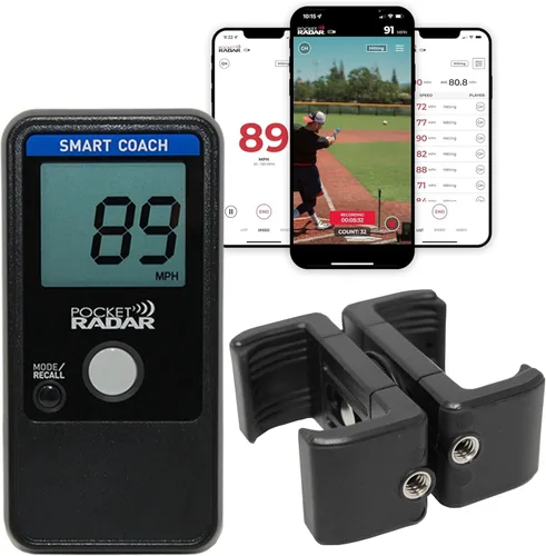 Pocket Radar Pistola de velocidad de entrenador inteligente para béisbol, softbol, cricket y soporte universal para radares deportivos