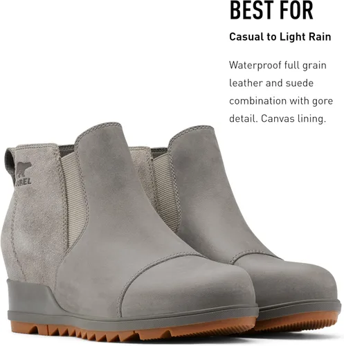 Vista 3 de Sorel - Botas cortas hasta el tobillo para mujer Evie, piel de ante impermeable, suela de cuña