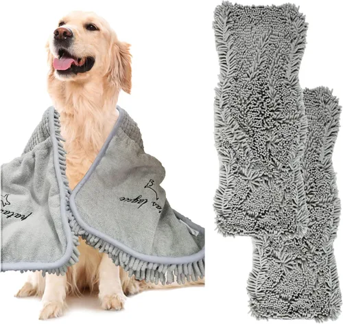 Vista 20 de Patas Lague Toalla absorbente para perros de secado grande, 35 x 15 pulgadas, toalla de baño de microfibra extra grande de secado rápido
