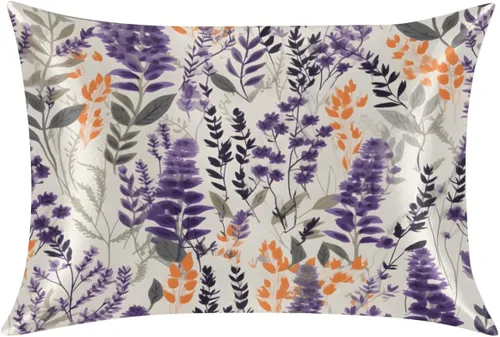 Vista 12 de Funda de almohada de satén para cabello y piel, funda de almohada de seda de hojas coloridas abstractas de tamaño estándar, fundas de almohada