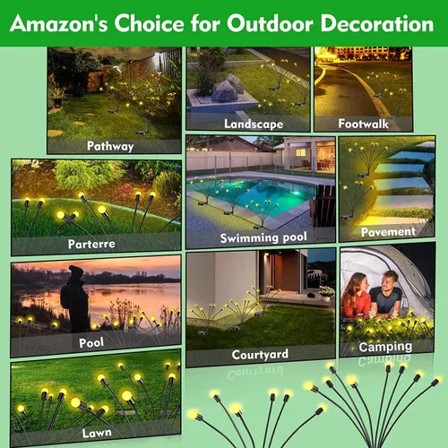 Vista 3 de Solar Garden Light,Solar Powered Firefly Lights,6 LED Solar Firefly Lights Outdoor Waterproof, Solar Fairy Lights for Patios, Gardens, Lawns Warm
